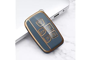 Juttzzei Land Rover Car Key Cover for Land Rover Defender Discovery Evoque LR4 Range Rover Sport Freelander Jaguar Velar Vogue, Evoque Key Cover, TPU Range Rover Key Fob Cover - 5 Bottons(Blue-gray)