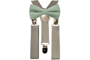 DB DICKIE BOW Ensemble nœud papillon et bretelles grises en coton pour enfants garçons