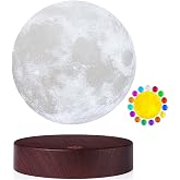 VGAzer Levitating Moon Lamp,Floating and Spinning in Air Freely with Luxury Wooden Base and 3D Printing LED Moon Light 3 Colo