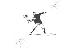 LaserCad Schablonen BANKSY Streetart (B010, Flower Thrower, DIN A5) Stencil für Graffiti, Airbrush, Kunst, Deko, zum Malen