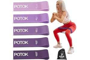 Resistance Bands [Set of 5], Potok Resistance Band for Women and Men,Skin-Friendly Resistance Fitness Exercise Loop Bands with Carry Bag for Pilates, Training, Physio Therapy, Stretching