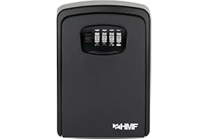 HMF 328-02 Sejf na klucze z 4-cyfrowym kodem numerycznym, skrzynka na klucze do użytku na zewnątrz | 14,5 x 10,5 x 5,5 cm | czarny