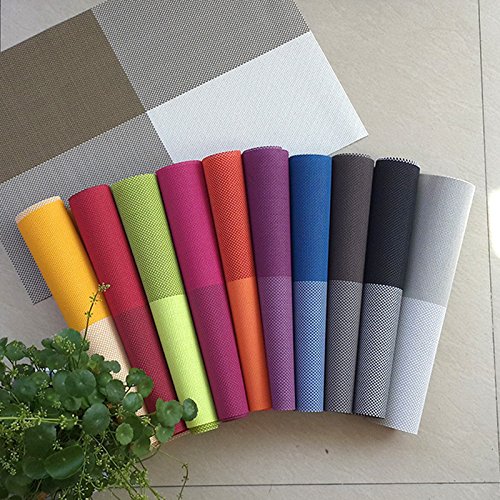 Addfun®Tischsets,Waschbar Gitter bunt Farbe Tabelle Mats Rutschfest Isolierung PVC Mats für Esstisch(Grün, 6er Set) - 3