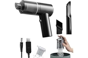 MINGCHU Bee Flower Wireless Handheld Car Vacuum Cleaner, Wet Dry Hand Held Car Vacuum Cleaner with LED Light, 6000pa Powerful Suction Tiny Bee Flower Portable Vacuum for Car Home Office Pet (Color : Noir)