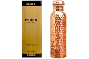 PRURA, ayurvedisk koppar-vattenflaska, läckagesäker naturren kopparbehållare 900 ml/30 oz design 9