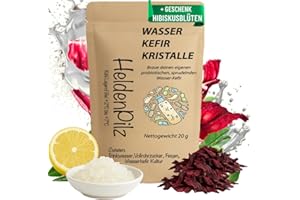 HELDENPILZ Kit di Kefir Fai da Te Con Fungo di Kefir - Confezione Completa Con Cristalli Attivi Giapponesi, Cultura Potente per un Avvio Perfetto