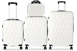 Lishetimig Luggage Sets 4 Piece Travel Suitcase Set with ABS Hard Shell Luggage, Secure TSA Lock with 360° Spinner Wheels, 14" 20" 24" 28" Case-Airline Approved (White)