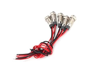 GAROSA LED Indicator Light, 5Pcs/Set 5 Colors of Light 6mm LED Indicator Light IP66 Waterproof Metal Signal Indicator LED Power Indicator Warning Light with Wire(DC 3-6V)