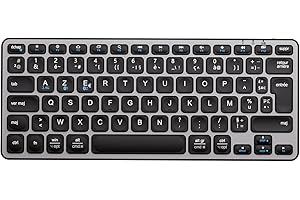 iClever Clavier Bluetooth, Clavier sans Fil, Compact, Ultra-Mince, Rechargeable, AZERTY Français pour iOS, Mac, Windows, Android,Gris