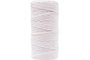 Vaessen Creative Corde Macramé - Blanc - 3 mm x 100 m - 100% Coton - Fil pour Bracelets Brésiliens, Suspension pour Plantes, Crochet, Rideaux, Attrape-Rêve et Décorations