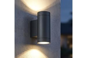 LASIDE Utomhus Vägglampa, GU10 Antracit Aluminium Up-Down Lamp Utomhus Vägglampa, IP65 Vattentät Utomhusbelysning för Balkong
