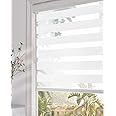 Persilux Zebra Roller Shades Dual Layer (48" W X 72" H, White) Roller Sheer Shades Blinds Light Filtering Privacy for Day and Night Roller Window Shades for Home, Windows and Office