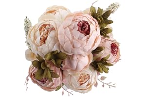 Ksnnrsng Flores Seda Peonía Artificiales para Boda Nupcial Partido Hogar Oficina de la Decoración de DIY (Ligero Rosado)