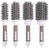 Kobe Professional Hairdresser's Ionic Dual-Bristle Brushes - Set of 4 - Heat-Retaining Ceramic Barrel &amp; Boar &amp; Nylon Bristles