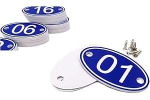 PlayCool Numeri da tavolo ovali incisi in ABS, 30 mm x 50 mm, da 1 a 100, per pub, ristoranti, club, blu, da 1 a 100