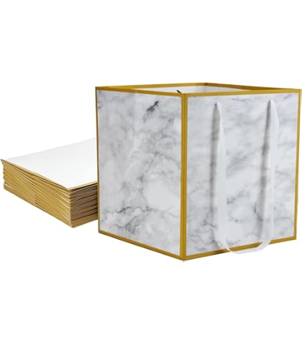 10 Pezzi Sacchetti Regalo In Carta Kraft, 18x13x25cm Bianco Sacchetti Di Favore Della Finestra, Carta Regalo Da Festa Sacchetti Di Carta Kraft Con Manici Per Confezione Regalo, Festa, Matrimonio - Foto 10