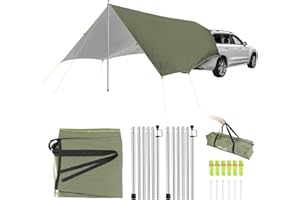 SAN LIKE Tenda da Sole per Auto, Tendoni per Camper Veranda Impermeabile e Antistrappo, Tenda da Sole con Palo da Tenda da Campeggio Regolabili per auto, furgoni e autobus