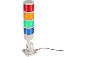 LUBAN Industrial Warning Light, CNC Machine Warning Light with Buzzer & Rotating Base, 4-Stage Signal Column with Continuous/Flashing Light, Red Yellow Green Signal Light 12V 24V