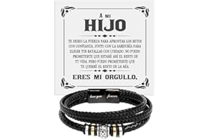 Bramart Pulsera de cuero trenzado para hombre Ideas de regalo para él Navidad Cumpleaños - Caja de regalo con DEDICACIÓN incluida