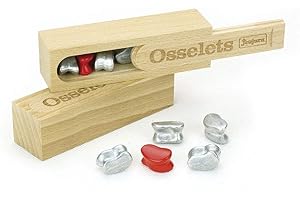 Jeujura - Osselets - 5 pièces en métal - Jeux de Société dans son coffret en Bois - Amusant - Fabriqué En France - A partir de 3 ans - Livret de règles - 8193
