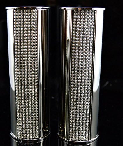 Elegant Silver And Crystal Candle Holder Tealight Dinner Candle Set of 2 Gift (2 tall (dinner candle))