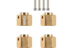 AMK Adaptador extendido hexagonal de rueda de latón de 12 mm más pesado para RC Crawler Traxxas TRX4 TRX-4 1/10 RC Hex Wheel Hubs Adapters (4 adaptadores extendidos hexagonales de rueda de 10 mm)
