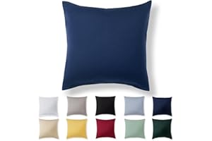 Alreya Poszewka na poduszkę 80 x 80 cm - Niebieski - 100% dzianina bawełniana - Pokrowiec na poduszkę 80x80 cm, Dzianinowe poszewki na poduszki, Super miękki pokrowiec na poduszkę 80x80 z zamkiem