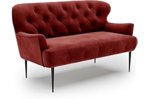 ‎CAVADORE CAVADORE 2-Sitzer Küchensofa Amba, Trendige Sitzbank für Küche oder Esszimmer / 153 x 97 x 87 / Hochwertiges Mikrofaser: Rot