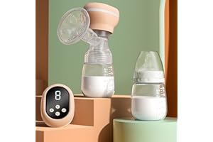 HOAPIN Sacaleches Elétrico, Extractor de Leche Portátil, Colector de leche con 9-niveles de modo, Botella para Sacaleches (beige)