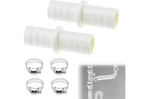 CLOUDLINK 2 PCS Washing Machine Waste Pipe Extension Leak Proof Washing Machine Hose Connector for Washing Machine Dishwasher with 4 Metal Clamp