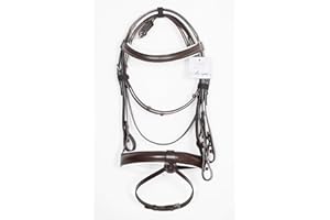 Pets2Care Leather Bonfire Padded Bridle Brown & White 1" noseband Premium Quality Show Bridle available in full cob & Pony