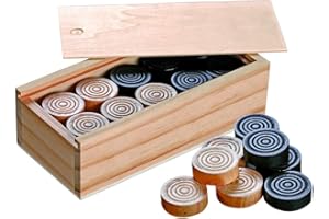 BEENATE David Westnedge - 40 Pieces - Draughts / 9 Men's Morris - Set - 30mm Pieces - Natural and Black