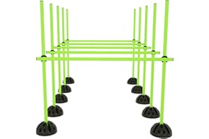 NAIZY Barra de Salto Vallas de Entrenamiento Sports Coordinación para entrenamiento físico saltos, regates y agilidad (15 Postes - 100cm, 10 X-Stands, 10 Clips) - Amarillo