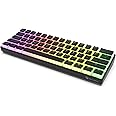 GK GAMAKAY MK61 Wired Mechanical Keyboard Gateron Optical Switch Pudding Keycaps Waterproof RGB 61 Keys Programmable Hot Swappable Gaming Keyboard New Version (Yellow Switch V2, Black)