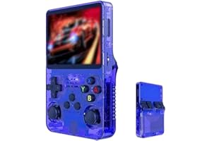 YUYQAQ Keyboy Game Console R36S Retro Handheld Game Console with 128G Built-in 21000+ Classic Games, Open Source Linux System 3.5 Inch IPS Screen Portable Pocket Video Player (Blue 128G)