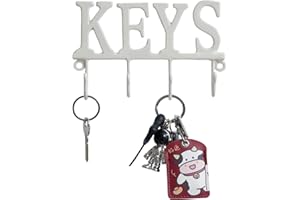 FairyCity Key Holder Wall Mounted Key Hooks for Wall Decorative with 4 Hooks Metal Key Organizer Rack Hanger for Entryway, Front Door, Hallway, Office with Screws and Anchors (FCD-6014Weiß)