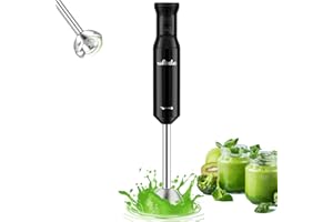 Mixeur Plongeant, Wancle mixer plongeur 600W, avec mode turbo pour les aliments pour bébés, les smoothies, les sauces et les soupes (Black)