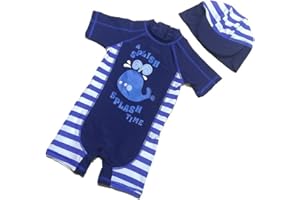 Tyidalin Traje de Baño para Niños Bañador Una Pieza Bebé Manga 3/4 UPF Protección Solar UV Natación con Gorro