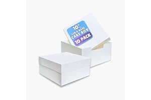 PACK N TRADE SPECIALISTS IN BAKERY & FOOD PACKAGING PACK N TRADE White 10 Inch Cake Box, Pack of 10 Square Cardboard Cake Boxes with Lids (10 x 10 x 6 Inches), Ideal for Safely Carrying and Transporting Cakes