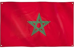 Runesol Bandera de Marruecos, 91x152cm, 3ft x 5ft, 4 Ojales, Ojal en Cada Esquina, Bandera Marroquí, العلم المغربي, Banderas Premium, Exterior, Colores Vívidos, Día de la Independencia
