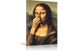 PDSYCB Mona Lisa Badezimmer Wandkunst,Toilettenhumor Lustiges Poster,Vintage Badezimmer Wandkunst,Schlechter Geruch Ironische Wanddeko für Toilette, Gäste-WC 20 x 30cm Innenrahmen
