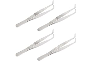 AOJE LINK-ELECTRIC Aoje-Link Stainless Steel Tweezers with Curved Serrated Tip Sewing Machine Electronic Repair Tweezers Pliers Multi-Purpose Tweezers Tool Pliers Silver 4pcs