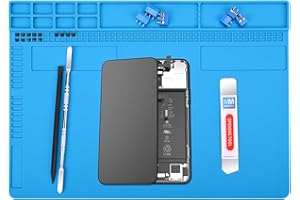 MMOBIEL Silikonowa Mata do Lutowania i Napraw - 35x25 cm - Odporna na Temperaturę do 500°C - Mata Warsztatowa do Lutowania, Telefonów Komórkowych i Elektroniki - z Izolacją Cieplną – Niebieska