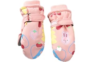 JUPSK Gants de ski d'hiver imperméables pour enfants, moufles antidérapantes doublées en peluche, gants chauds en forme de lapin pour tout-petits, filles, garçons de 2 à 5 ans