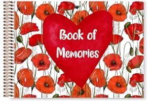 BLOOMING MEMORIES Poppy Flowers Book of Memories | Memory Book | Guestbook for Funerals, Weddings, Birthdays, Baby Shower | Celebrations | A4 Spiral Bound | 80 Pages | Book of Condolence | Scrapbook | Photo Album