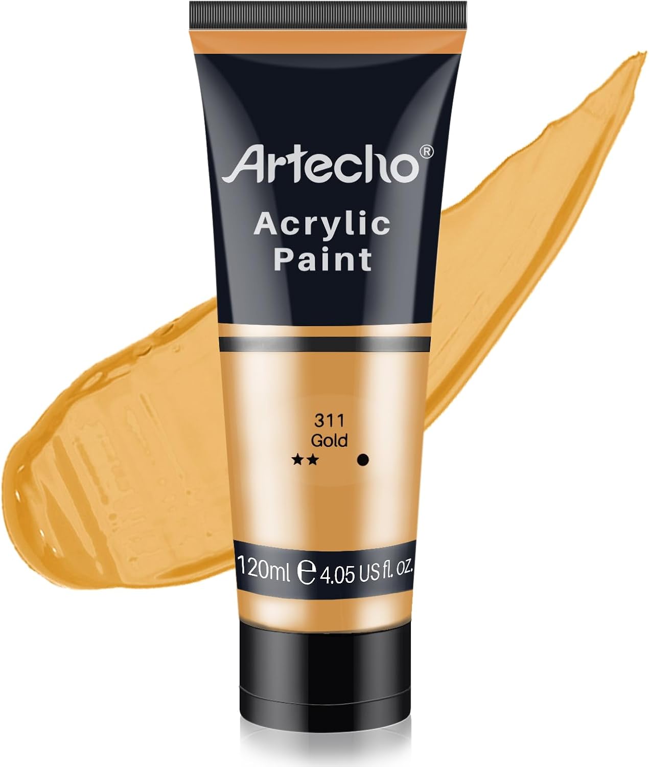 Artecho Peinture Acrylique 120ml Or, Acrylic Paint, Peinture pour Toile, Tissu, Bois, Roche, Papier, Verre.