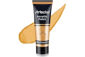 Artecho Vernice Acrilica per Arte, Oro, 120 ml, per Legno, Tessuto, Artigianato, Tela, Pelle e Pietra, Colori Acrilici per Dipingere Adatto per Principianti e Pittori Professionisti