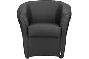 Totò Piccinni Poltrona POZZETTO Imbottita Artigianale in Ecopelle Design Made in Italy (Nero)