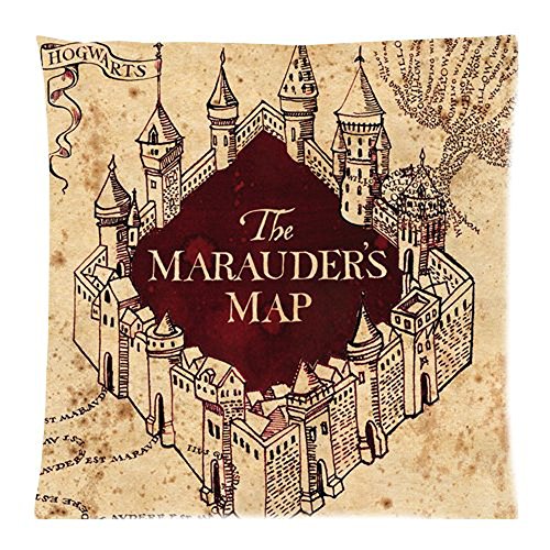 Harry Potter Marauders Map (Karte des Rumtreibers) Vintage Kopfkissenbezug (40 x 40 cm) Kissen Hülle Pillow Case