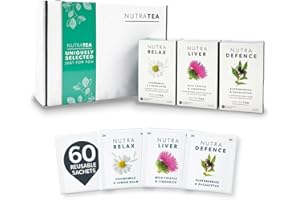 NUTRA TEA NutraTea - The Healthy Wellbeing Gift Box - Herbal Teas Perfect For Self Care & Wellbeing - Tea Gift Box For Birthdays, Get Well Soon & Christmas - Herbal Tea Gift Set - 60 Tea Bags | 3 Flavours